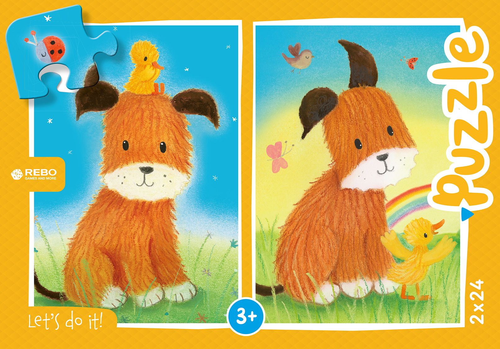 Rebo legpuzzel 2x24 stukjes - Dog and Duckling