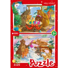 Rebo legpuzzel 2x24 stukjes - Christmas bears