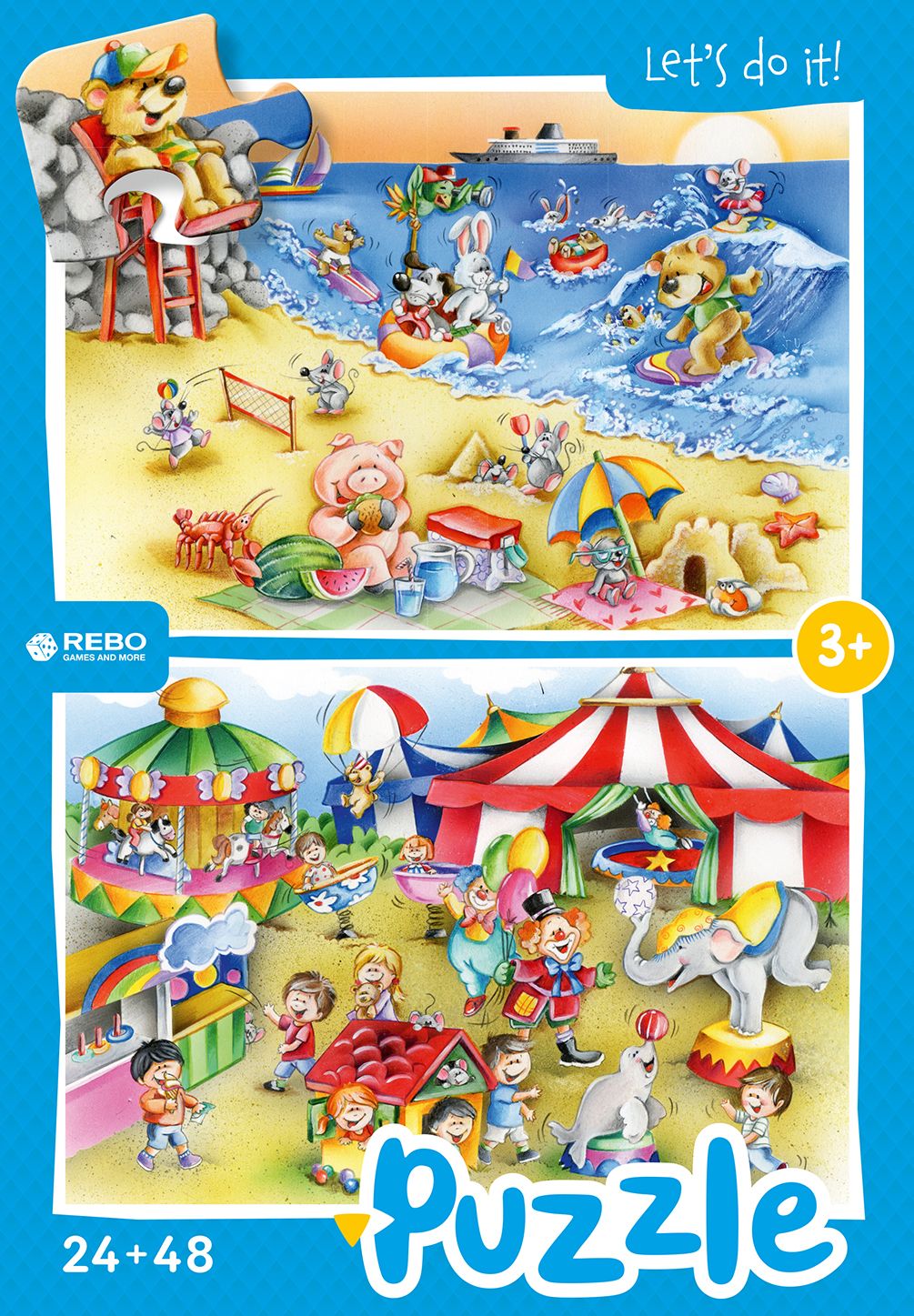Rebo legpuzzel 24 + 48 stukjes - Beach and Circus