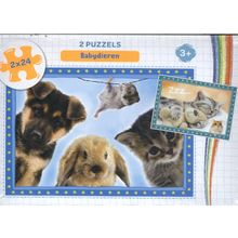 Babydieren - puzzel 2 x 24 stukjes